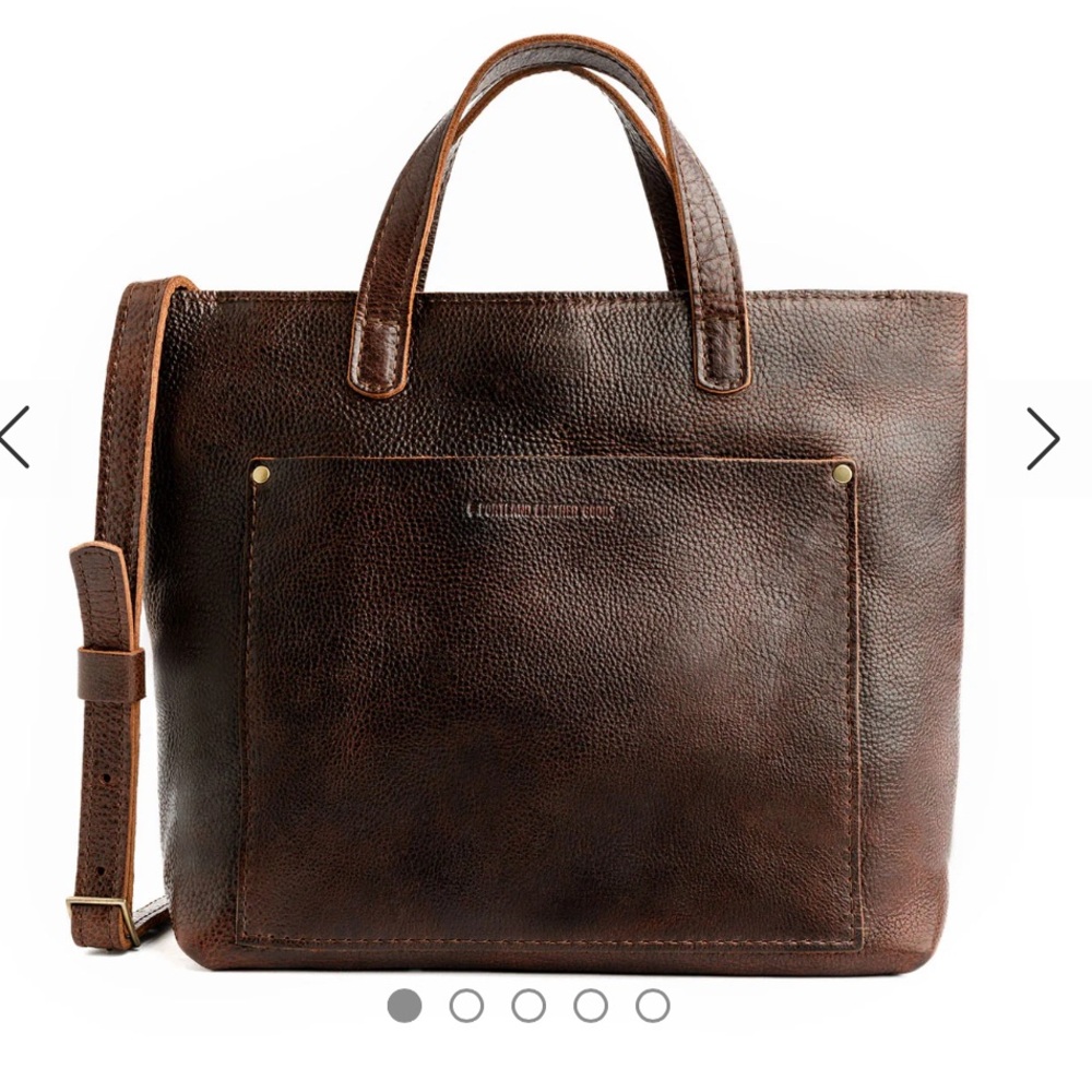 Portland leather Medium crossbody tote Coldbrew pebbled leather zipper top